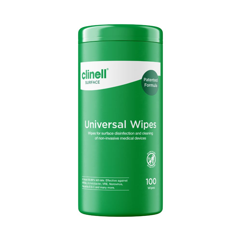 Toallitas desinfectantes universales Clinell, bote de 100 toallitas
